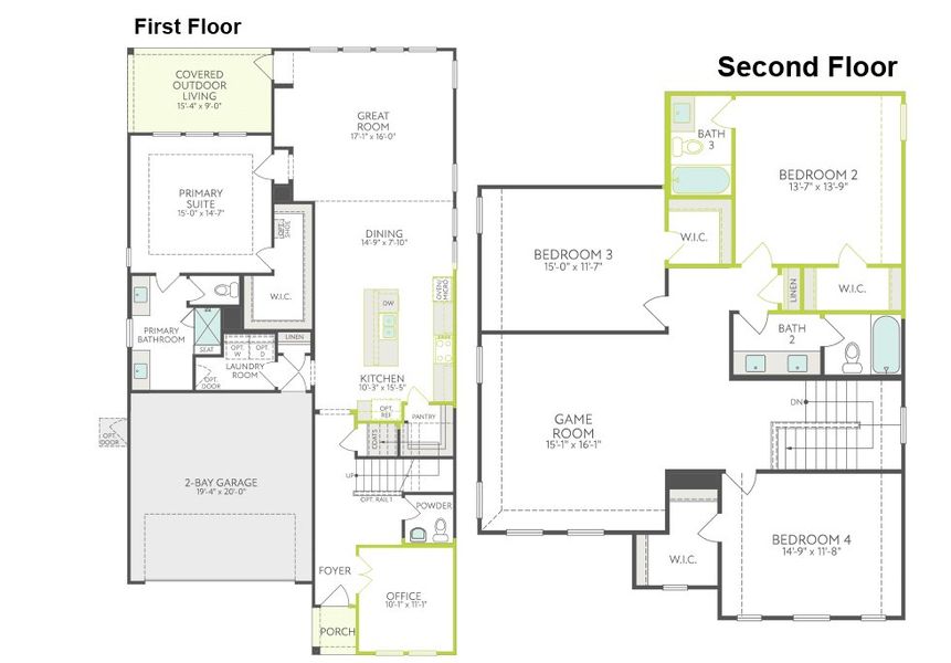 2D floor plan layout of this home in Landmark, Denton, TX (Image 2). 2D floor plan layout of this home in Landmark, Denton, TX (Image 2).