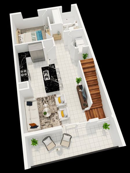 2D floor plan layout for the Crystal by Ascend Communities in Lofts Townhomes, Phoenix, AZ (Image 4).