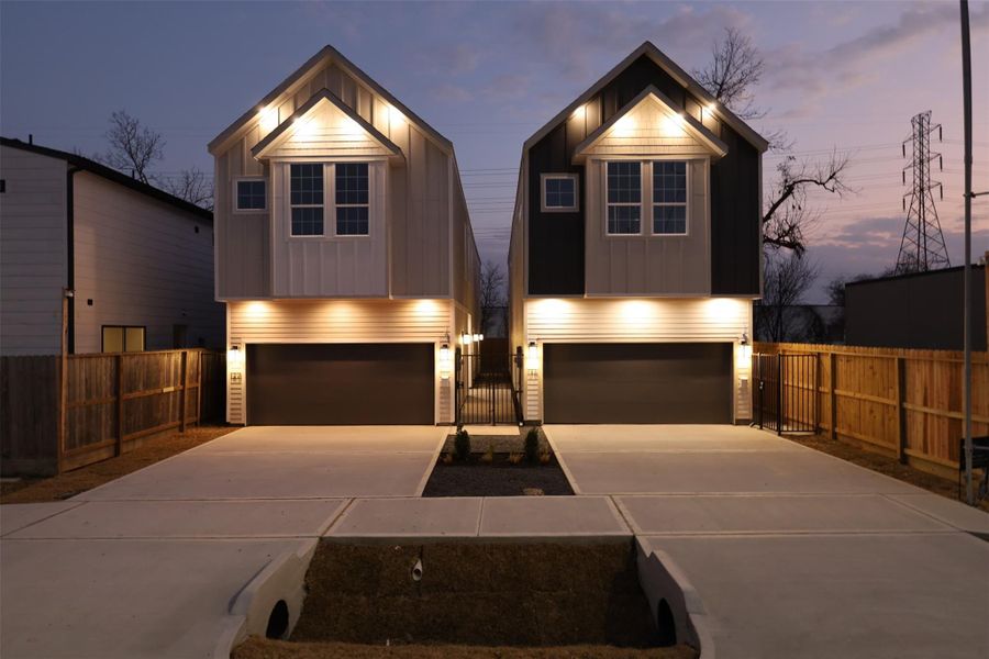 Thoughtfully illuminated with designer pendant lighting and soffit lights, each on separate interior controls. Prewired for a front-entry camera to enhance entry visibility to the homeowner. Thoughtfully illuminated with designer pendant lighting and soffit lights, each on separate interior controls. Prewired for a front-entry camera to enhance entry visibility to the homeowner.