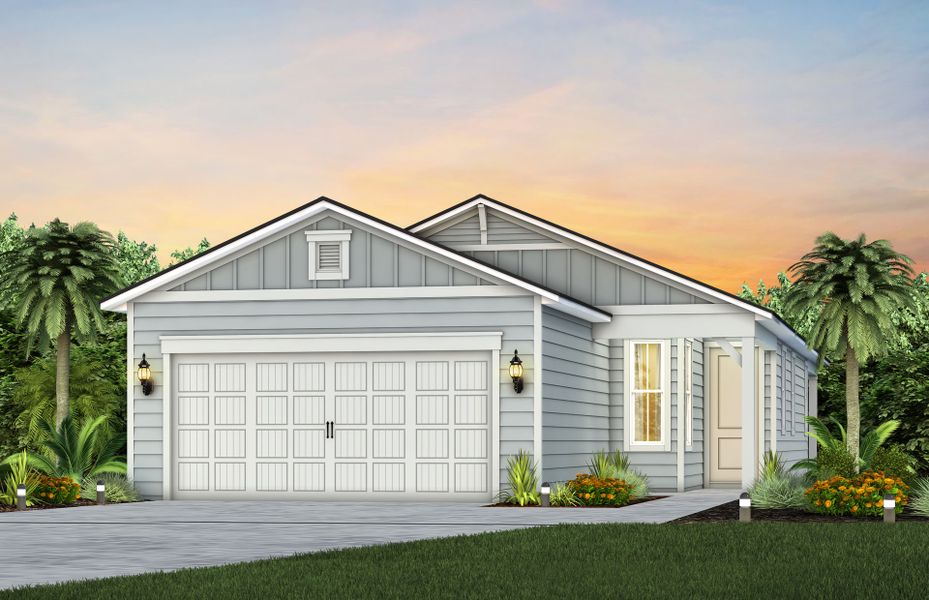 Front exterior of a new home in Murray Farms, Middleburg, FL, highlighting curb appeal (Image 2). Front exterior of a new home in Murray Farms, Middleburg, FL, highlighting curb appeal (Image 2).