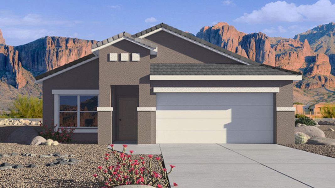 Representative exterior photo of a completed home built from the Parker by D.R. Horton in The Oasis at Rocking K, Vail, AZ (Image 21).