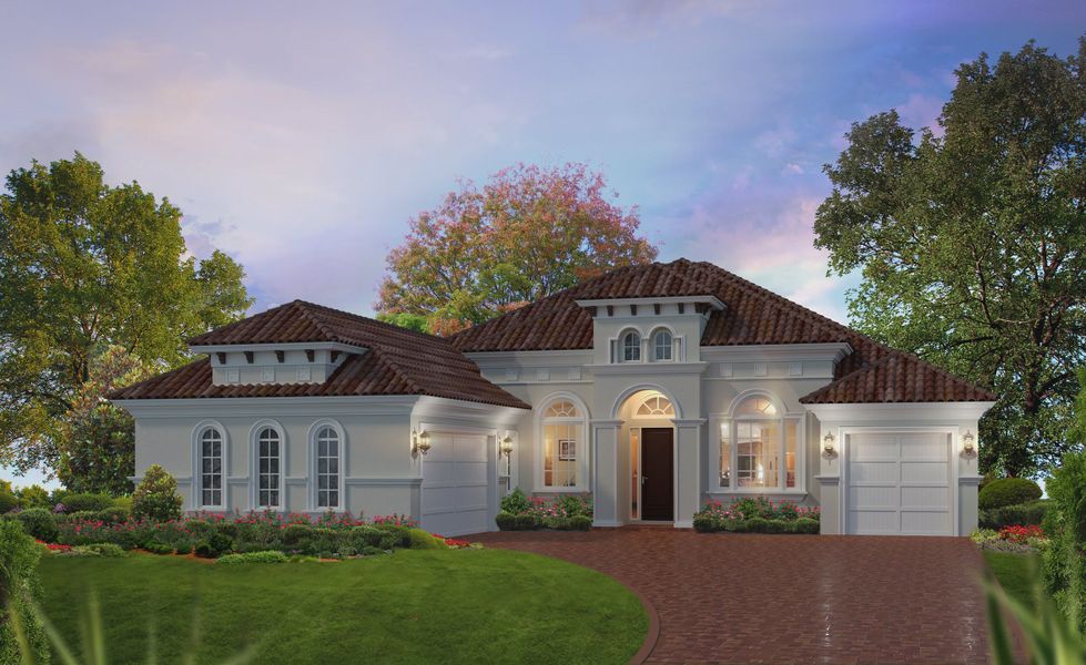 Representative exterior photo of a completed home built from the Egret VII - Estate Series | 100' Wide Lots by ICI Homes in The Reserve at Plantation Bay, Bunnell, FL (Image 3).