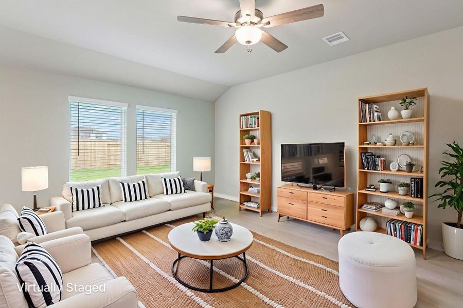 Furnished interior view inside a new home in Massey Oaks - Premier Series, Pearland (Image 3). Furnished interior view inside a new home in Massey Oaks - Premier Series, Pearland (Image 3).