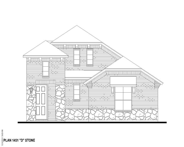Plan 1451 Elevation D w/ Stone Plan 1451 Elevation D w/ Stone