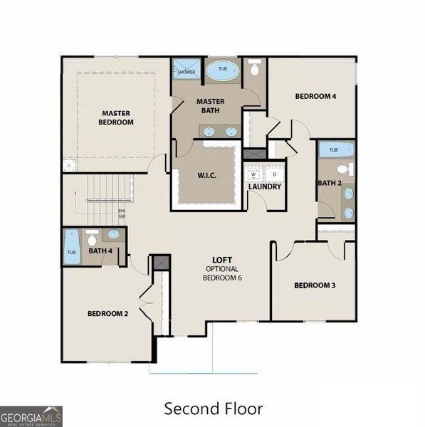 2D floor plan layout of this home in Killian Manor at The Adares, Adairsville, GA (Image 3).