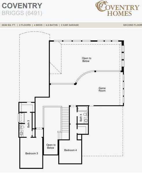 2D floor plan layout of this home in Coastal Point, League City, TX (Image 6).