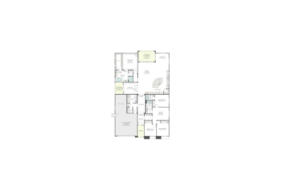 2D floor plan layout for the Spring Plan 50-2 by Tri Pointe Homes in Abel Ranch, Goodyear, AZ (Image 3).