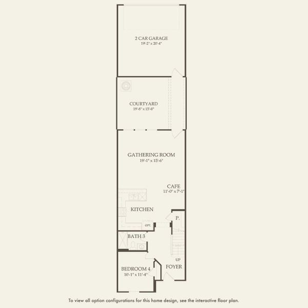 2D floor plan layout for the Trailwood - Interior Unit by Pulte Homes in Lakehaven Estates, Clermont, FL (Image 4).
