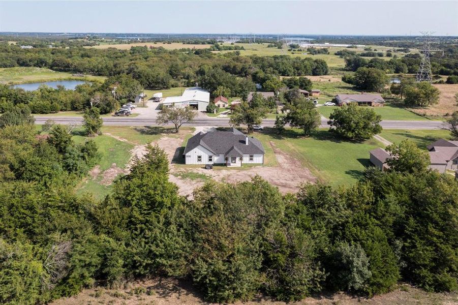 Aerial perspective of suburban area Aerial perspective of suburban area