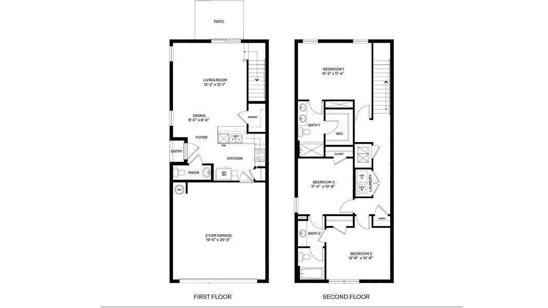 2D floor plan layout for the Perry End Unit by D.R. Horton in Tortuga Cay, Satellite Beach, FL (Image 2). 2D floor plan layout for the Perry End Unit by D.R. Horton in Tortuga Cay, Satellite Beach, FL (Image 2).