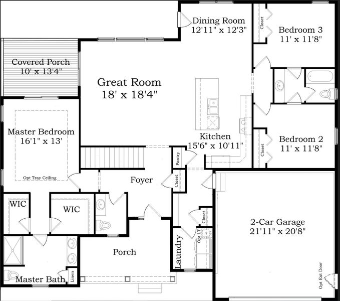 2D floor plan layout for the The Natural by Norfolk Homes in Coronado Estates, Jackson, MI (Image 5).