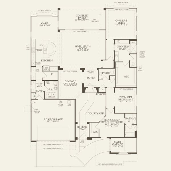 2D floor plan layout of this home in Sun City Anthem at Merrill Ranch, Florence, AZ (Image 4).
