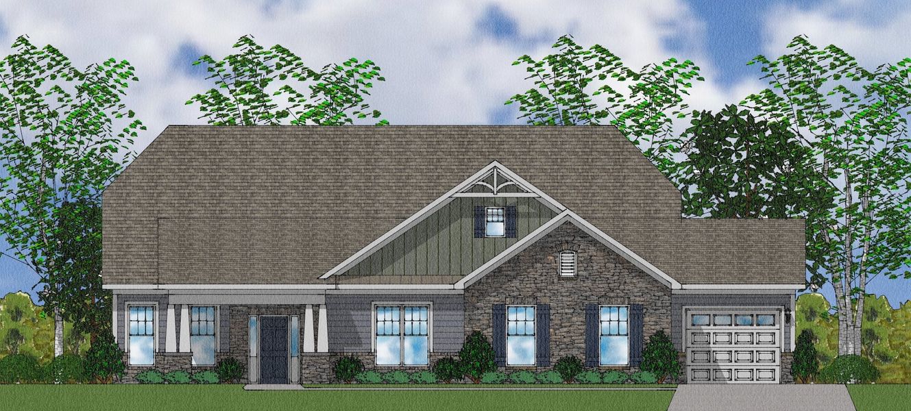 Representative exterior photo of a completed home built from the Byrnes II - Elite Collection by Mungo Homes in Suter Estates, Easley, SC (Image 7).