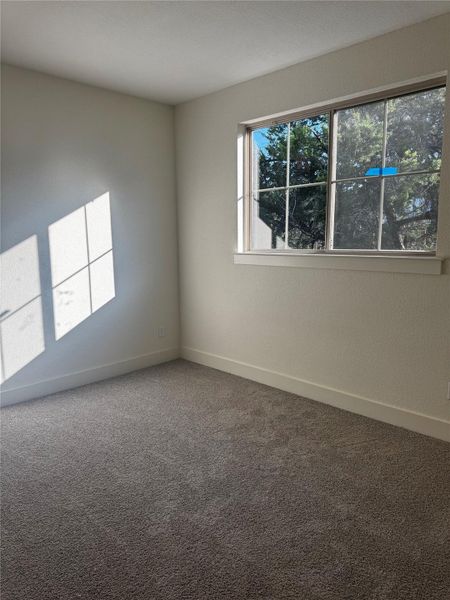 Spare room with carpet floors and baseboards Spare room with carpet floors and baseboards