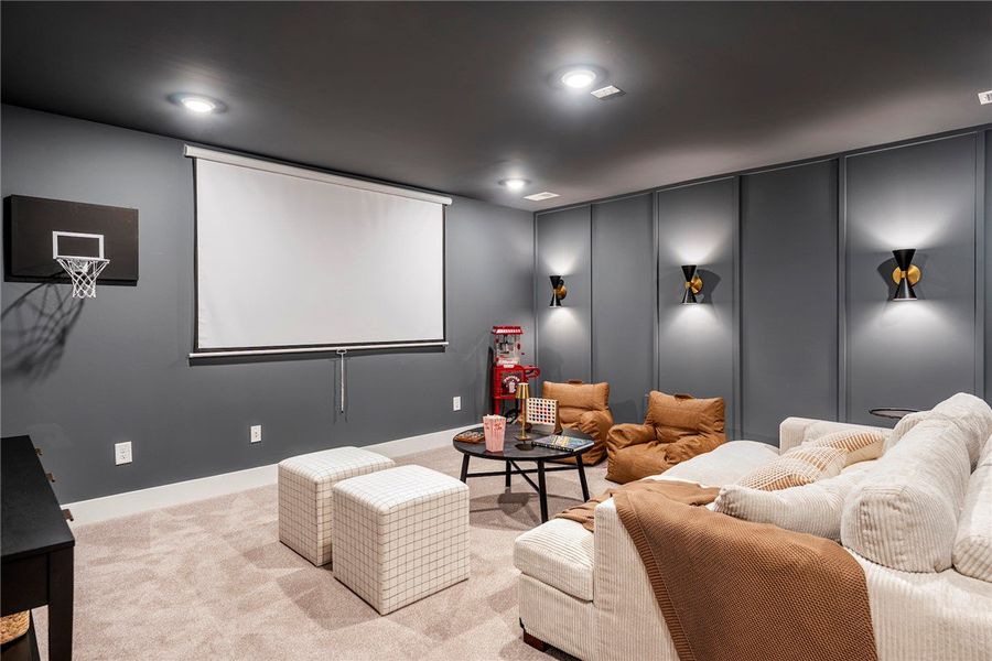 This versatile recreation room offers ample space