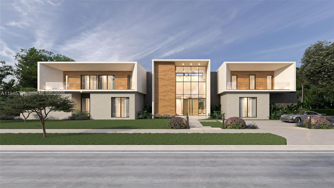 Front exterior of a new home in , Pinecrest, FL, highlighting curb appeal (Image 8).