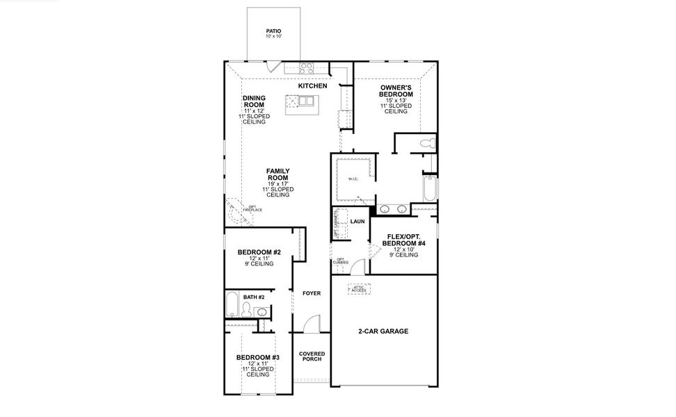 2D floor plan layout for the Acadia - Reserve Series by M/I Homes in LaPrelle, Haslet, TX (Image 3).