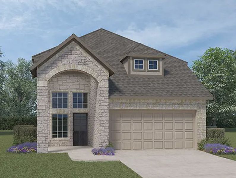 Front exterior of a new home in Jordan Ranch 40's, Fulshear, TX, highlighting curb appeal (Image 8).