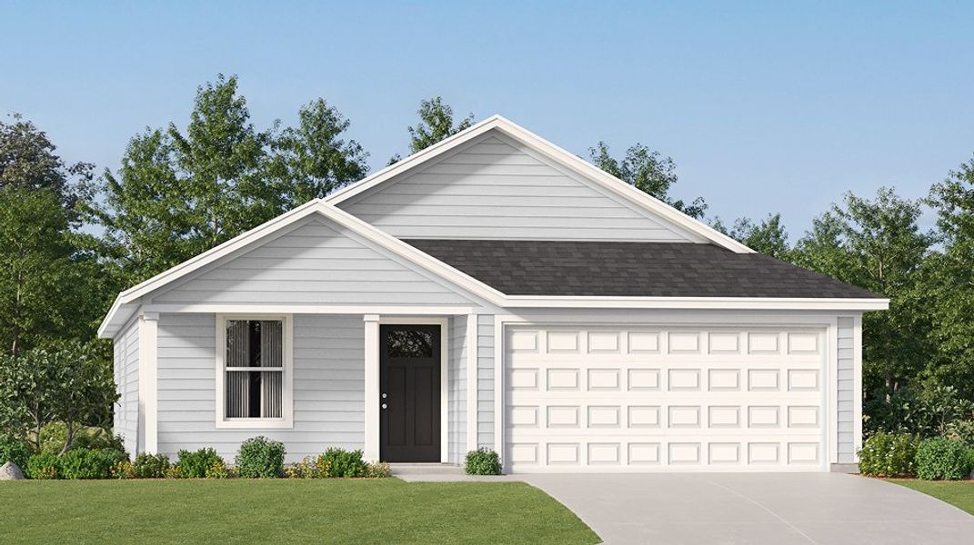 Front exterior of a new home in Kingston Oaks, Conway, SC, highlighting curb appeal (Image 1).