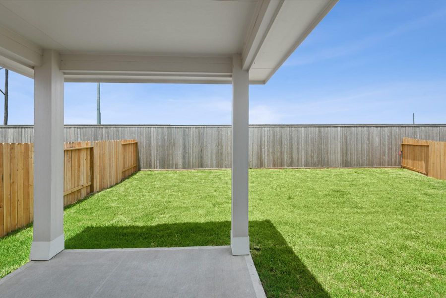 Covered patio in the backyard