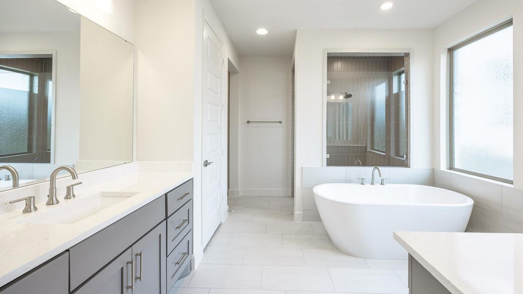 Furnished interior view inside a new home in Wolf Ranch 56', Georgetown (Image 7).