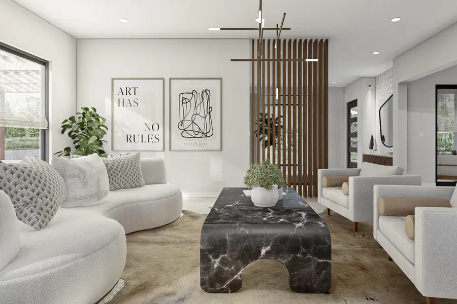 Living area featuring a healthy amount of sunlight and recessed lighting