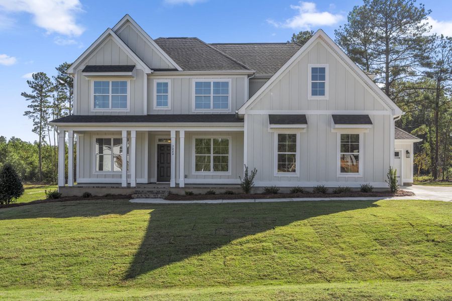 Front exterior of a new home in Hancock Farms, Aiken, SC, highlighting curb appeal (Image 1).