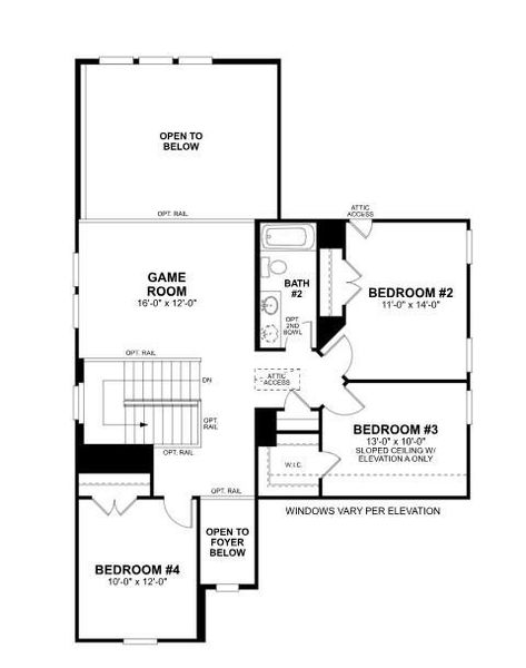 2D floor plan layout of this home in Cascades at Onion Creek, Austin, TX (Image 6).