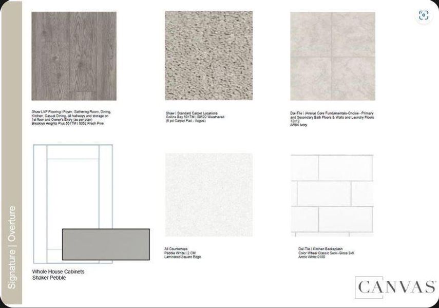 Design Selections.  Home is under construction and selections are subject to change.