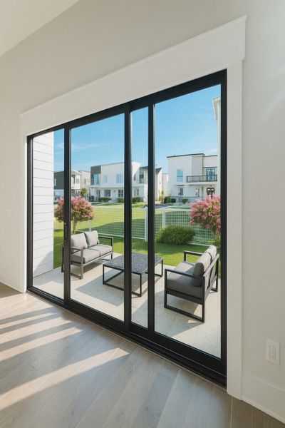 Fantastic Tri-Paneled Glass Doors Open to Fenced-in Back Patio/Yard Fantastic Tri-Paneled Glass Doors Open to Fenced-in Back Patio/Yard