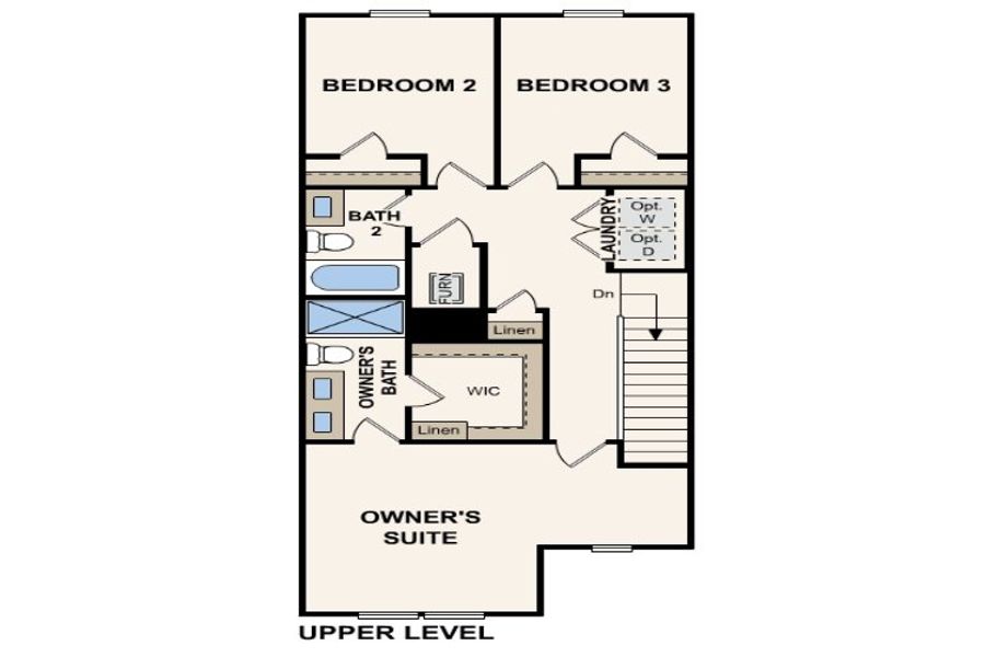 2D floor plan layout for the Avalon by Century Complete in Ellison Townhomes, Spartanburg, SC (Image 3).