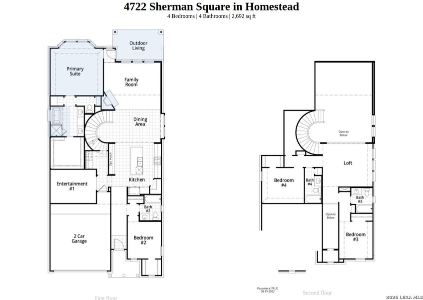 2D floor plan layout of this home in Homestead, Schertz, TX (Image 4).