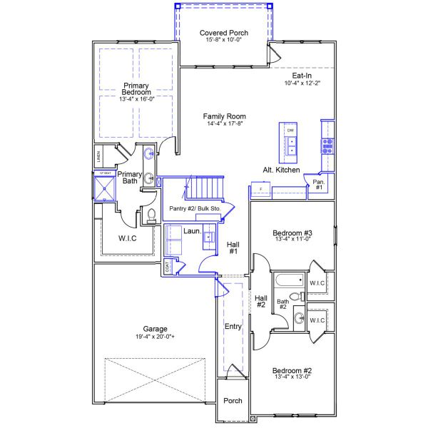 2D floor plan layout of this home in Ovation at Sweetbrier, Durham, NC (Image 2).