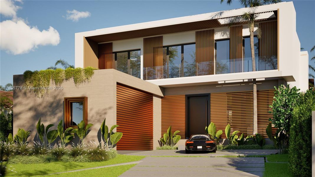 Exterior details and patio area of a home in , Miami Beach (Image 16). Exterior details and patio area of a home in , Miami Beach (Image 16).