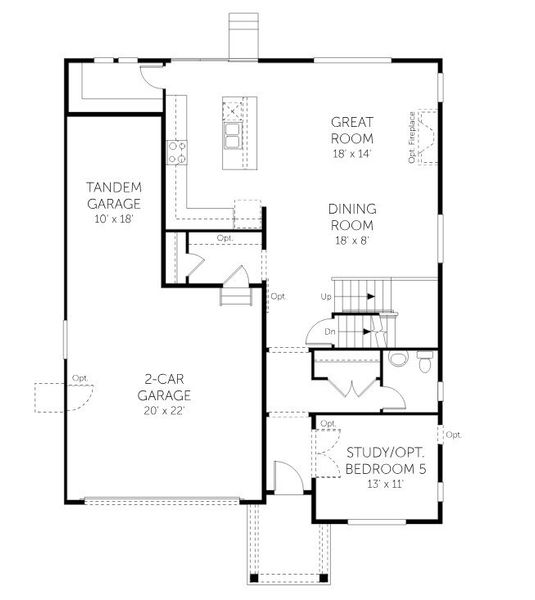 2D floor plan layout for the Conifer - 50' Homesites by Dream Finders Homes in Farmstead, Berthoud, CO (Image 3).