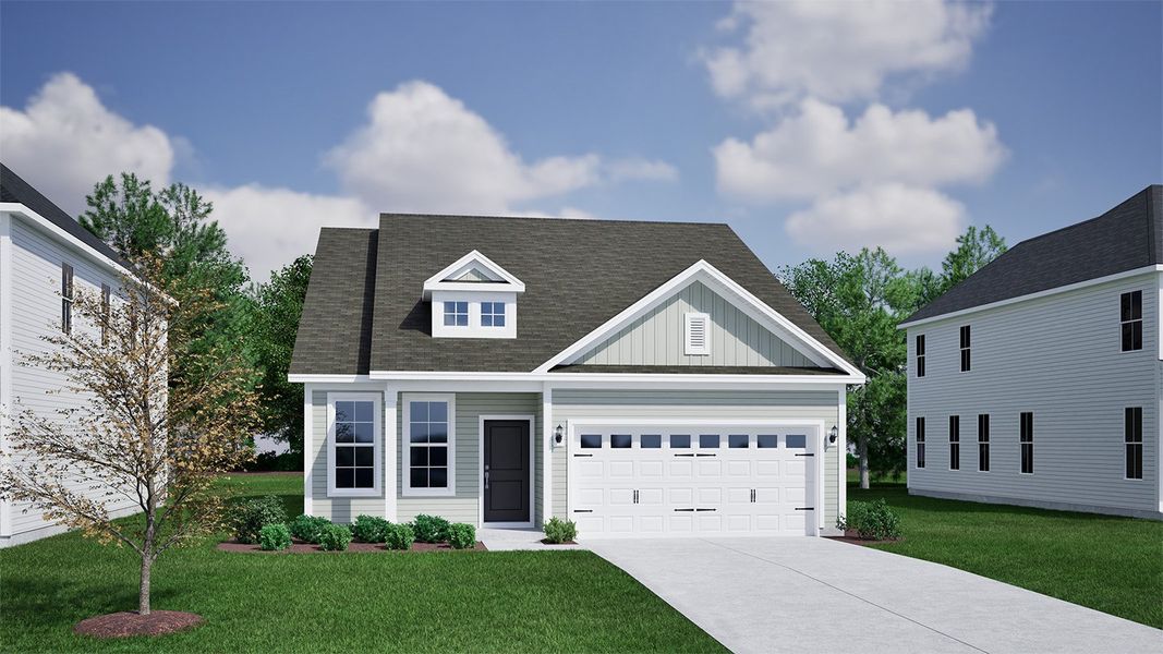 Representative exterior photo of a completed home built from the Benson - Vanguard Collection by Mungo Homes in Ovation at Sweetbrier, Durham, NC (Image 5).