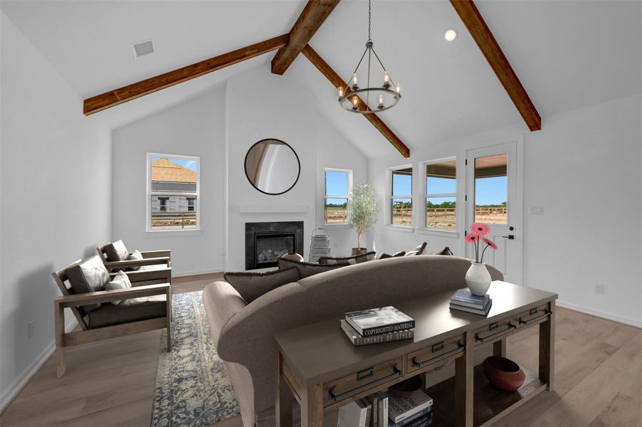 Open great room with high ceilings (*Photo not of actual home and used for illustration purposes only.) Open great room with high ceilings (*Photo not of actual home and used for illustration purposes only.)