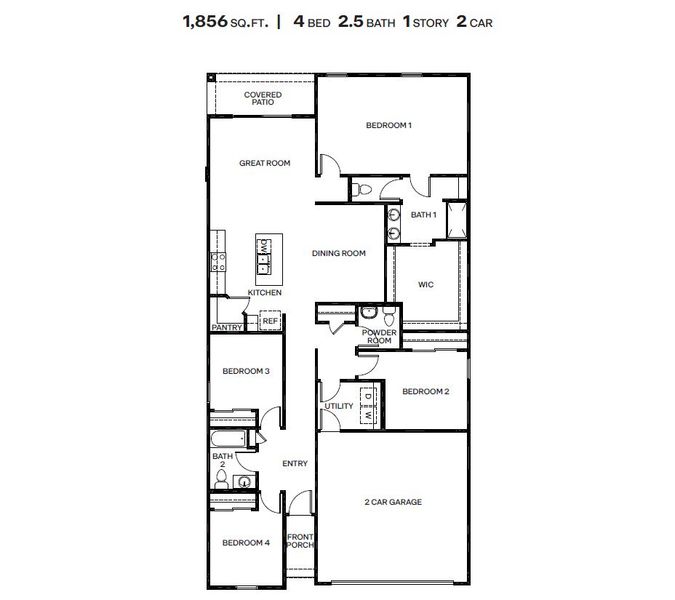 2D floor plan layout for the Harris by D.R. Horton in Barnett Village, Marana, AZ (Image 5). 2D floor plan layout for the Harris by D.R. Horton in Barnett Village, Marana, AZ (Image 5).