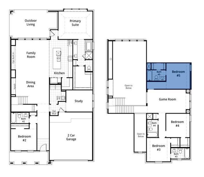 2D floor plan layout of this home in Emory Glen, Magnolia, TX (Image 4).