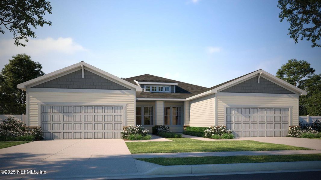 Front exterior of a new home in Everlake at Mandarin, Jacksonville, FL, highlighting curb appeal (Image 23).