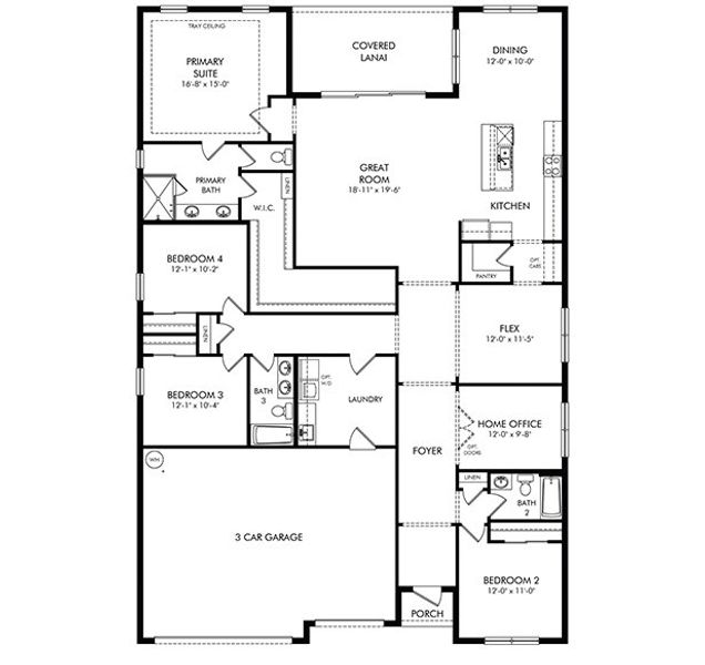 2D floor plan layout of this home in Crescent Lakes - Signature Series, Punta Gorda, FL (Image 4).