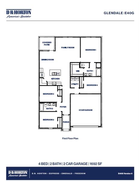2D floor plan layout of this home in Chapel Lakes, Montgomery, TX (Image 4).