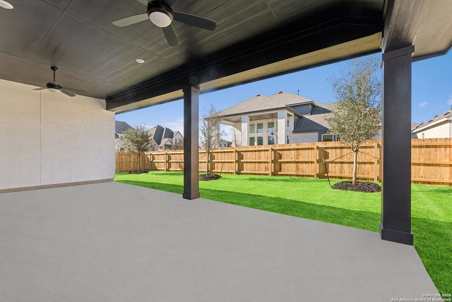 Exterior details and patio area of a home in Davis Ranch 60', San Antonio (Image 3).