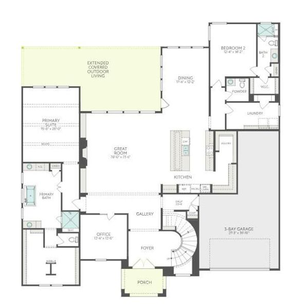 2D floor plan layout of this home in Woodson’s Reserve 80′, Spring, TX (Image 3).