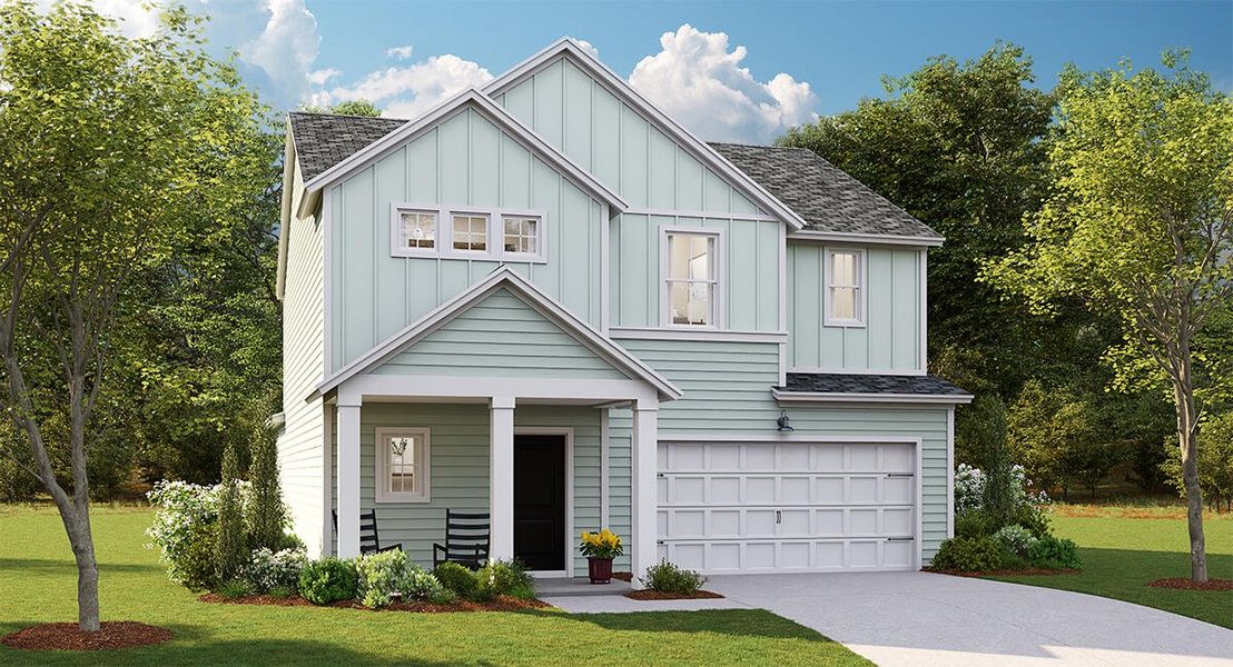 Front exterior of a new home in Sweetgrass at Summers Corner, Summerville, SC, highlighting curb appeal (Image 1). Front exterior of a new home in Sweetgrass at Summers Corner, Summerville, SC, highlighting curb appeal (Image 1).