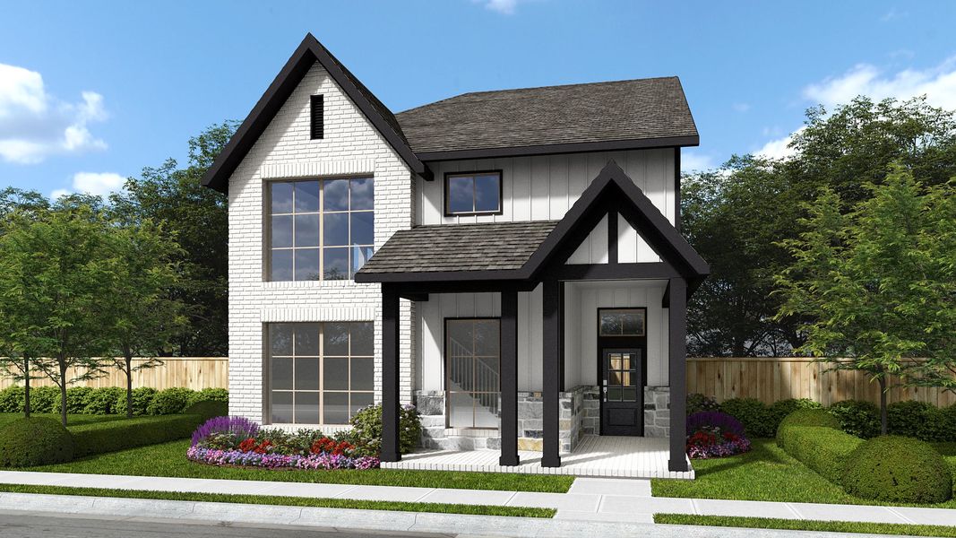 Representative exterior photo of a completed home built from the 2338W by Perry Homes in The Heights at Uptown Celina, Celina, TX (Image 4).