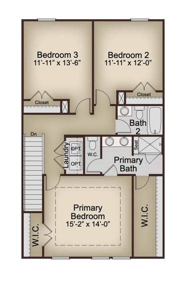 2D floor plan layout for the Paxton by McKinley Homes in Kinsley, Wake Forest, NC (Image 4).