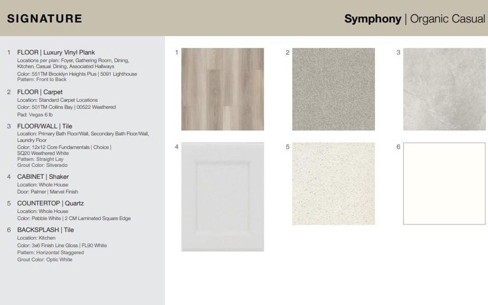 Design Selections.  Home is under construction and selections are subject to change.