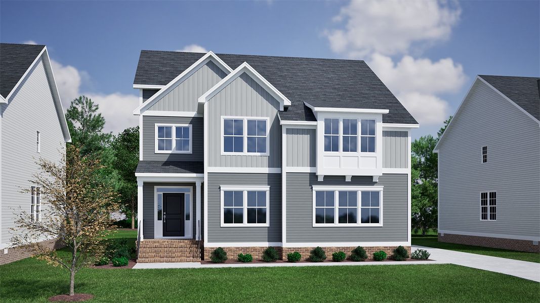 Representative exterior photo of a completed home built from the Saluda II - Vanguard Collection by Mungo Homes in Scotts Hill Village, Wilmington, NC (Image 32).
