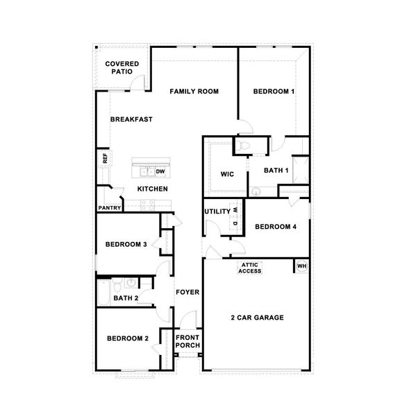 2D floor plan layout of this home in Swenson Heights, Seguin, TX (Image 4).